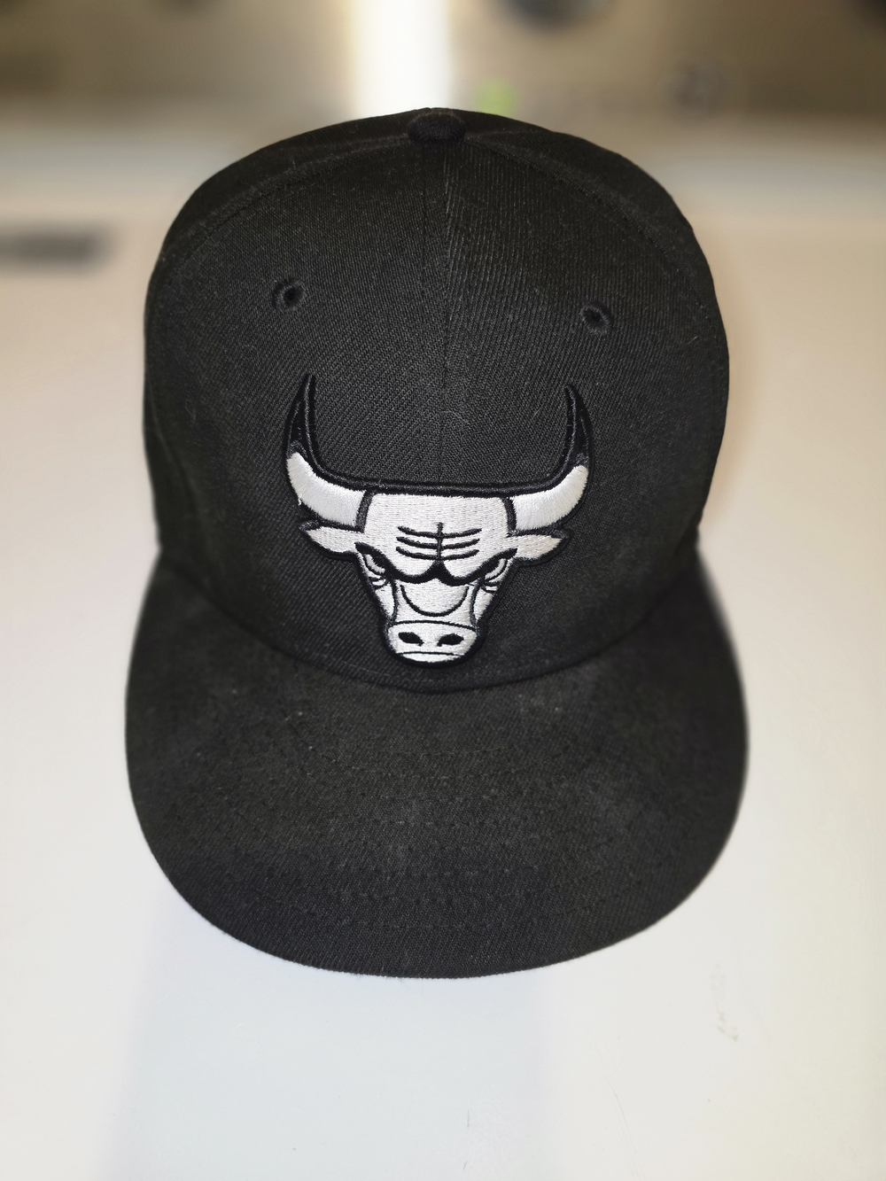 New Era Black Snapback Hat with White Bulls Patch